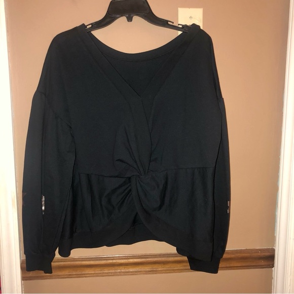 Cato Balloon Star Print Sleeve Knot Twist Back Sweatshirt Black Large - Picture 2 of 5